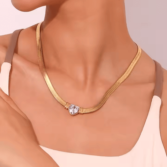 Boldy Zircon Heart Necklace - Los Jewels