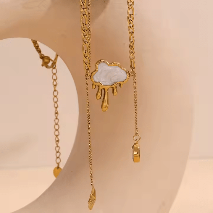 Floating Cloud Double Layer Figaro Chain Necklace - Los Jewels