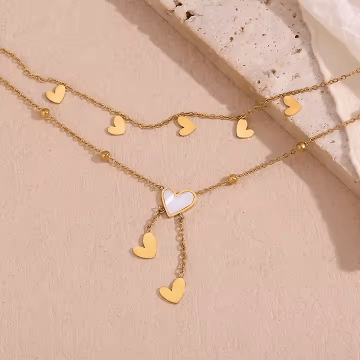 Heart on Heart Charm Anklet - Los Jewels