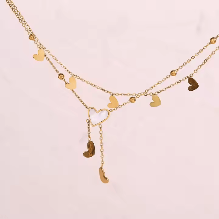 Heart on Heart Charm Anklet - Los Jewels