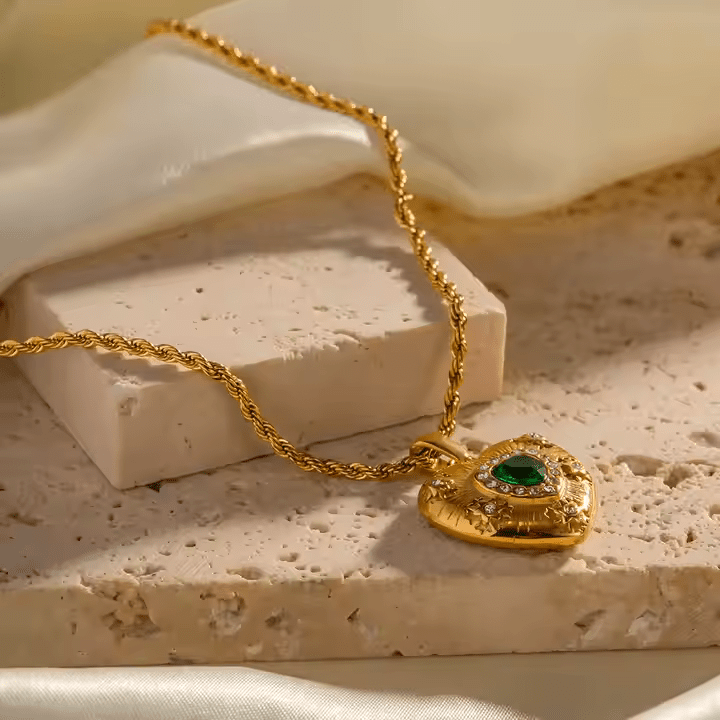 Jade Heart Necklace - Los Jewels