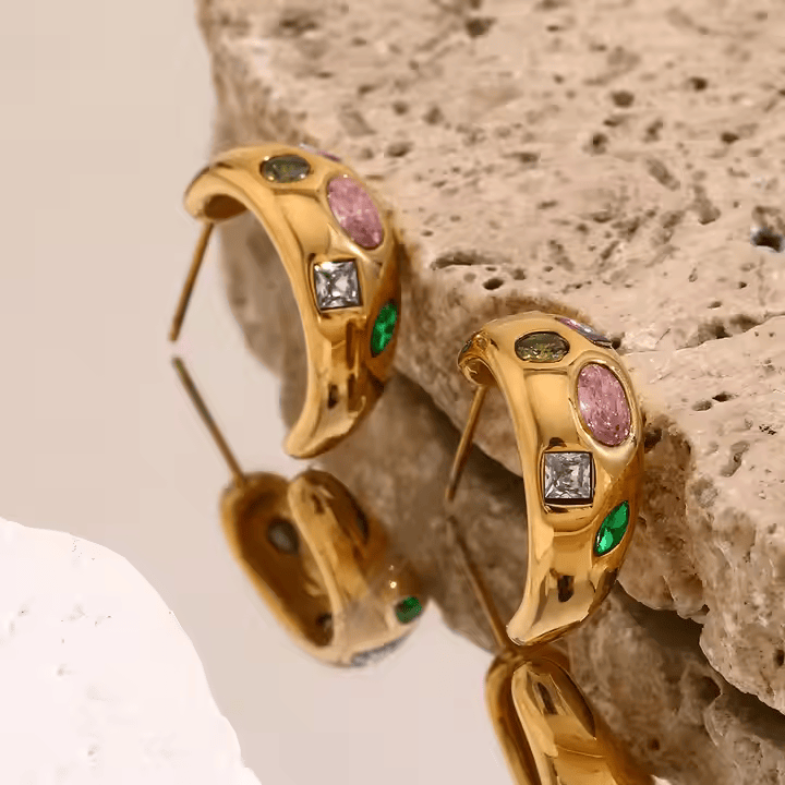 Precious One Crescent Stud Earrings - Los Jewels