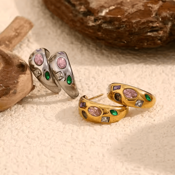 Precious One Crescent Stud Earrings - Los Jewels