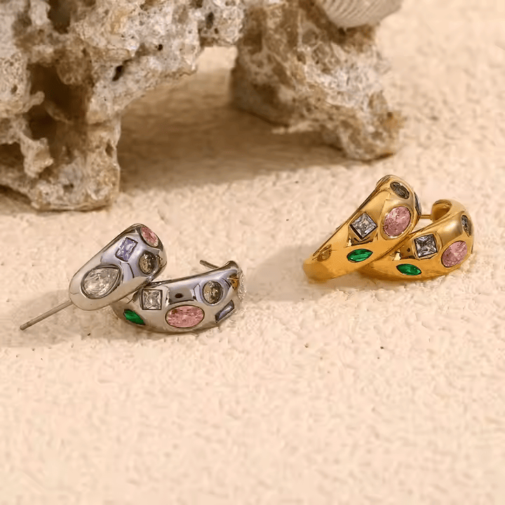 Precious One Crescent Stud Earrings - Los Jewels