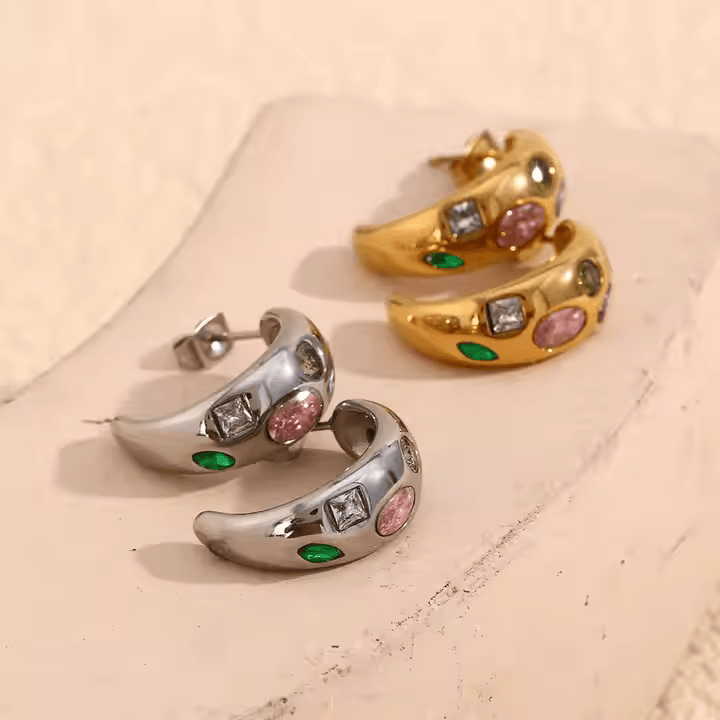 Precious One Crescent Stud Earrings - Los Jewels