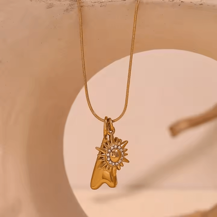 Zircon North Star Snake Chain Necklace - Los Jewels