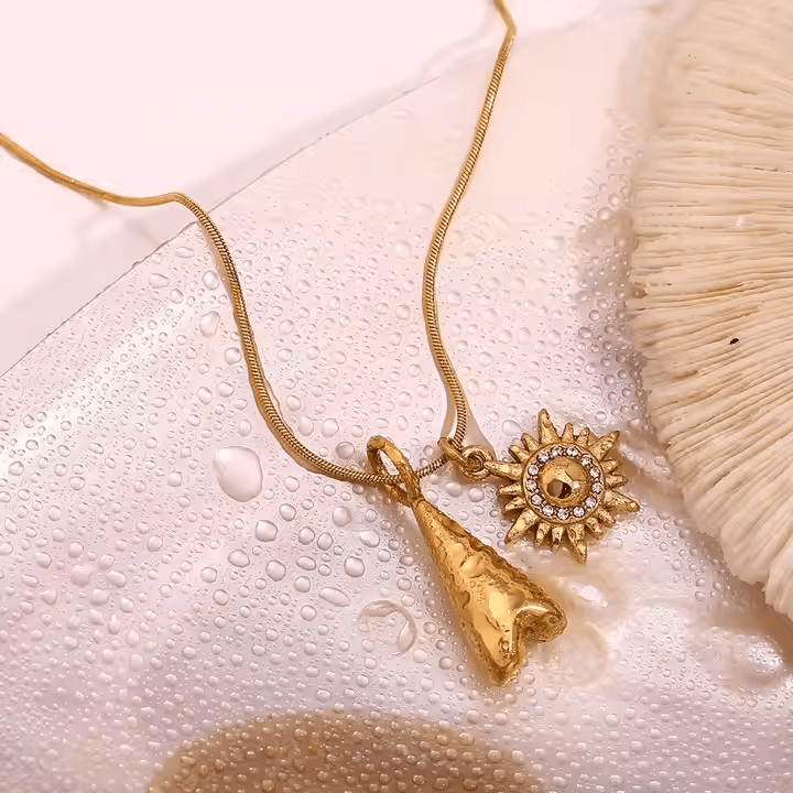 Zircon North Star Snake Chain Necklace - Los Jewels