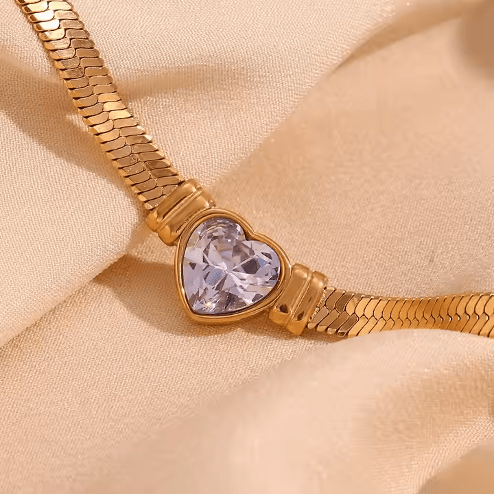 Boldy Zircon Heart Necklace - Los Jewels