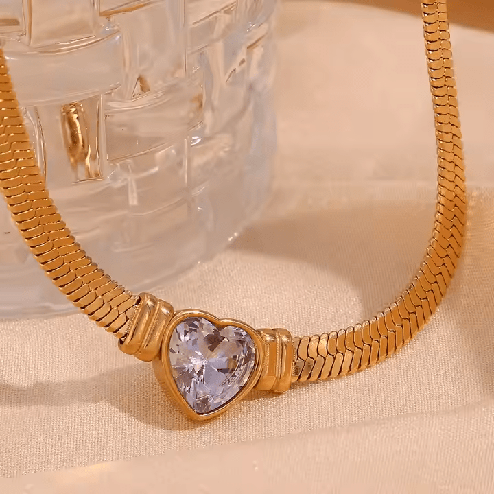 Boldy Zircon Heart Necklace - Los Jewels