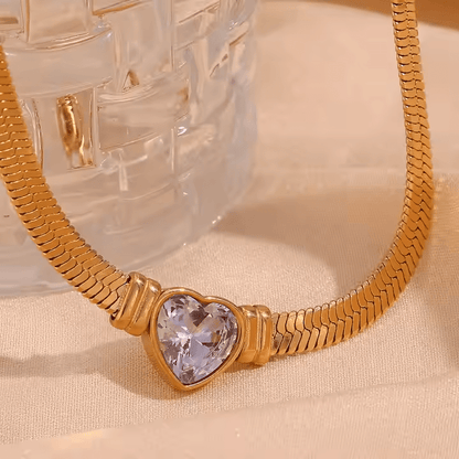 Boldy Zircon Heart Necklace - Los Jewels