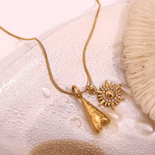 Zircon North Star Snake Chain Necklace - Los Jewels
